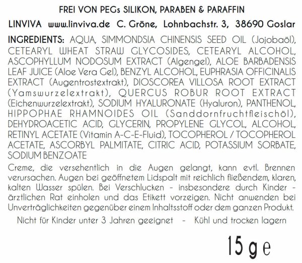 Ingredients Augencreme